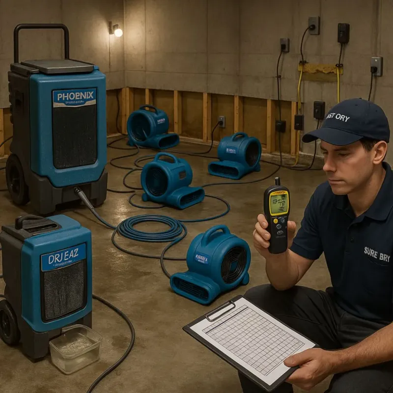 Structural Drying and Dehumidification process in East Foothills, CA